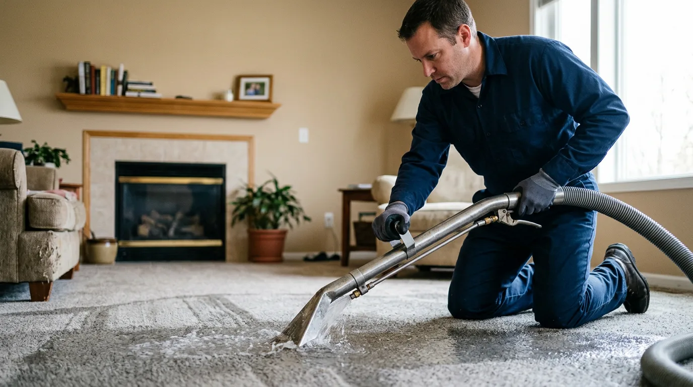 Water damage restoration technician working near Saint Joseph, MO